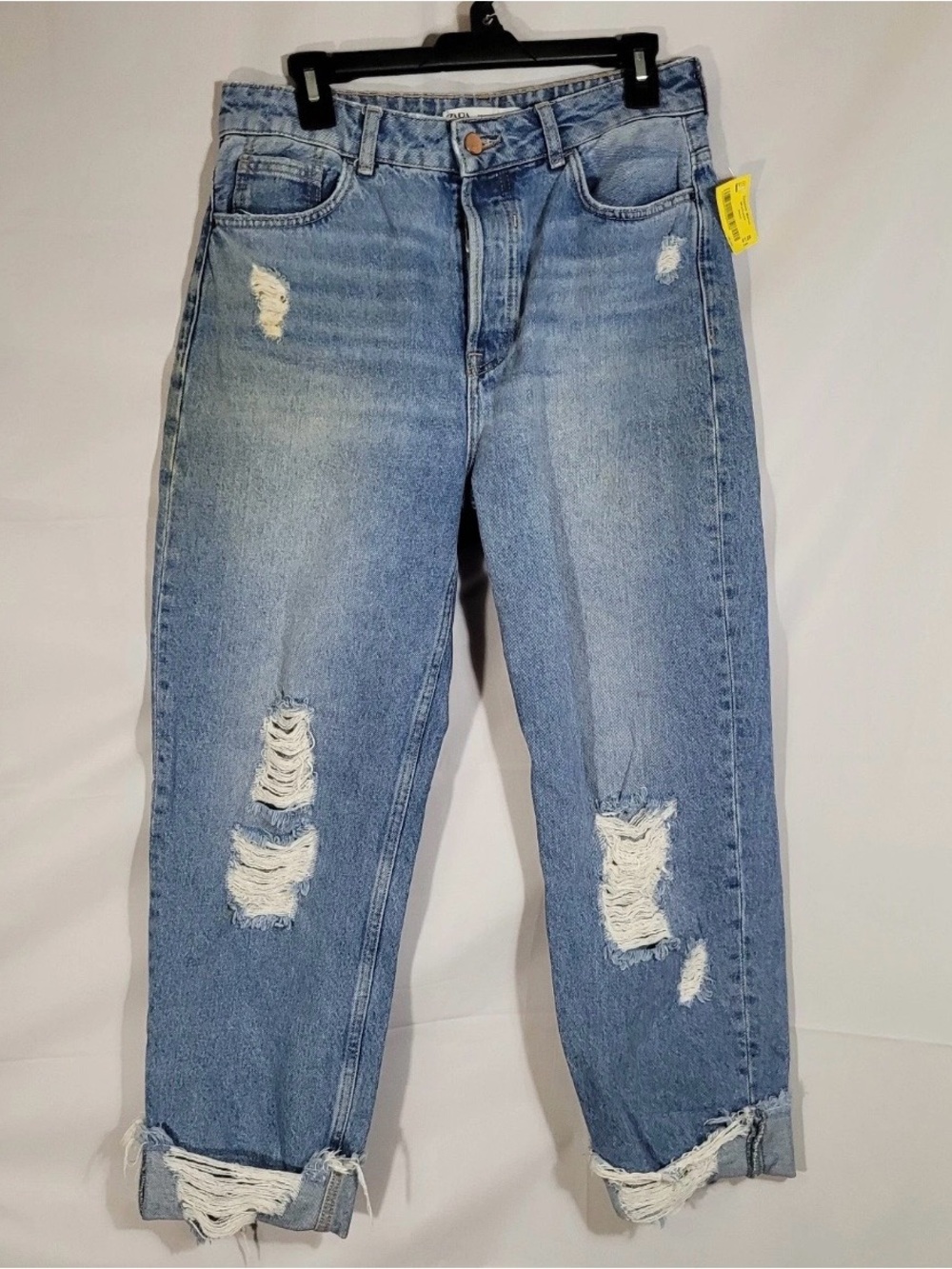 Zara Light Blue Distressed Boyfriend Jeans